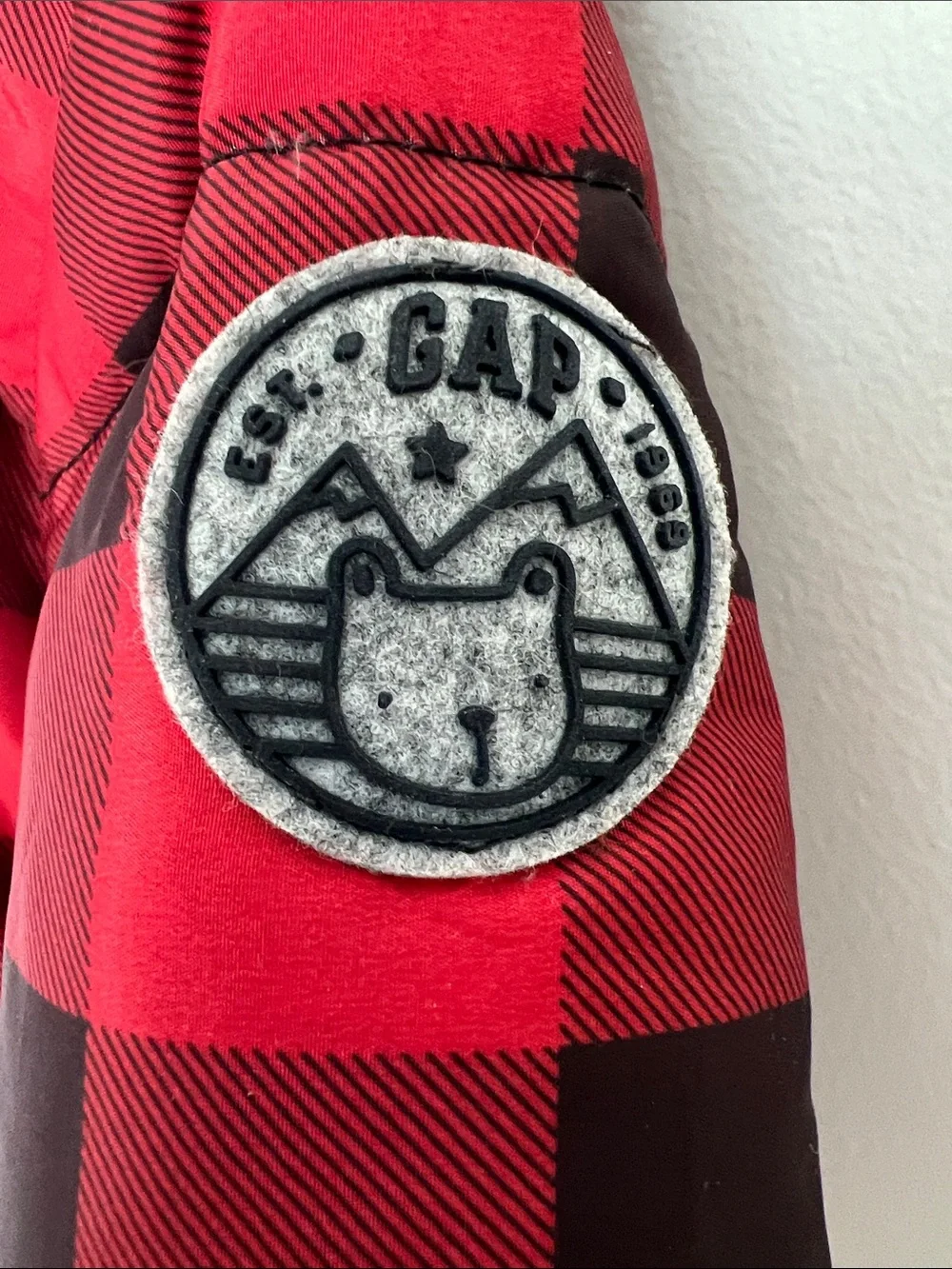 Baby GAP | Red & Black Buffalo Plaid One-Piece Puffer #473862-02 Size 12-18M